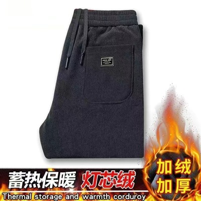 2025年加绒加厚潮牌百搭直筒灯芯绒裤子男秋冬新款休闲运动卫裤