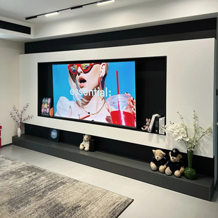 75寸85寸电视机背景墙壁龛悬浮不锈钢嵌入式内嵌边框架金属置物架