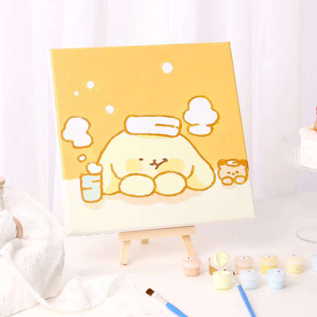 汤圆兔可爱少女心日系ins风小清新卡通数字油画diy画布创意礼物