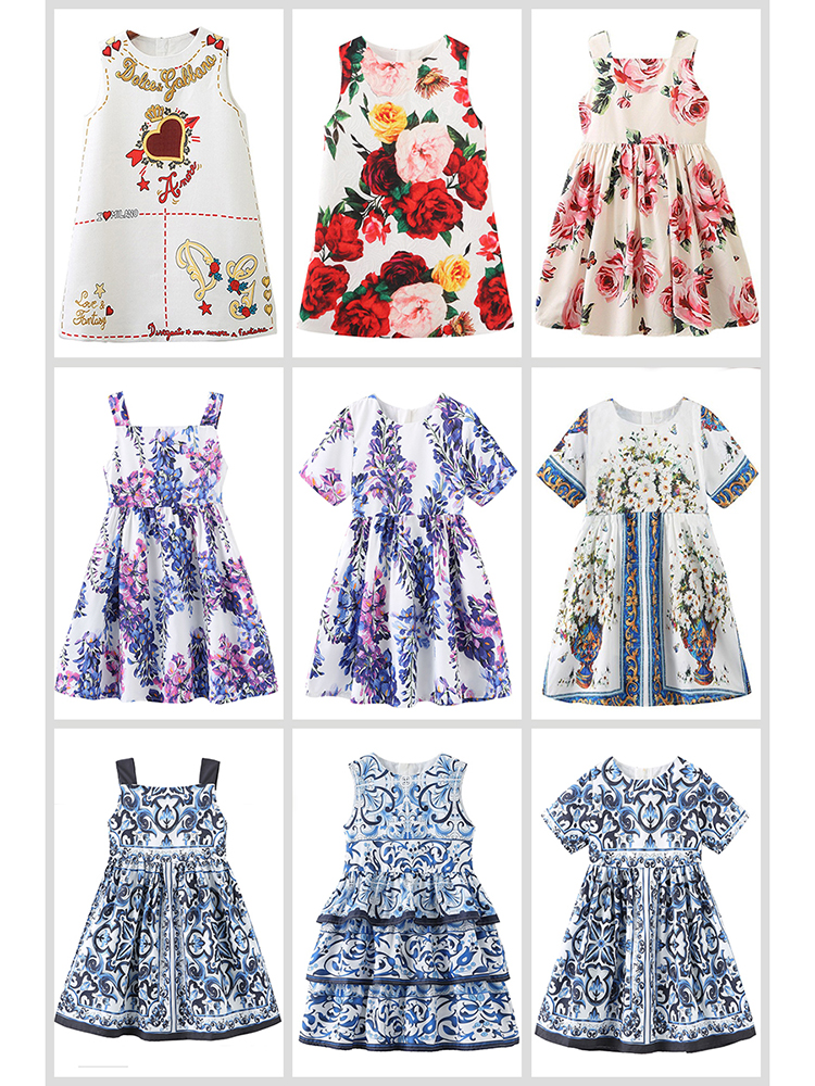 foreign trade Children's wear children Printed skirt summer The new Baby girl vest Princess Dress girl Foreign style Short sleeve Dress
