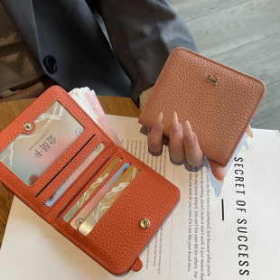 真皮钱包女款2025新款轻薄小巧短款皮夹子ins风牛皮小众设计卡包