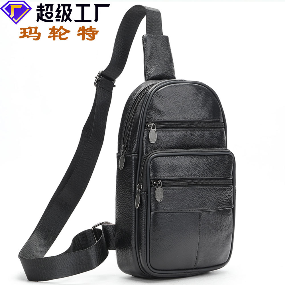 真皮胸包男士手机包休闲单肩包复古头层牛皮男士背包小挂包