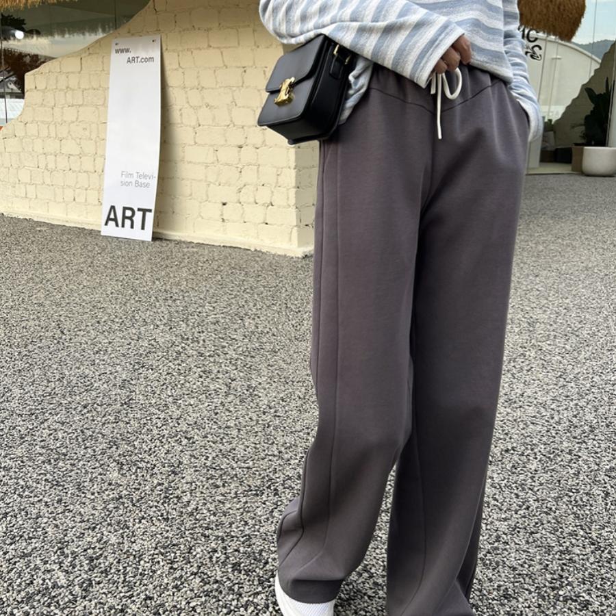 张涩涩 舒卷自如 双面平纹肤感升级针织高腰阔腿裤女2022春季新款