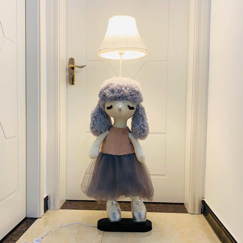 北欧卡通布艺暧光LED落地灯简约现代客厅卧室床头边喂奶立式台灯