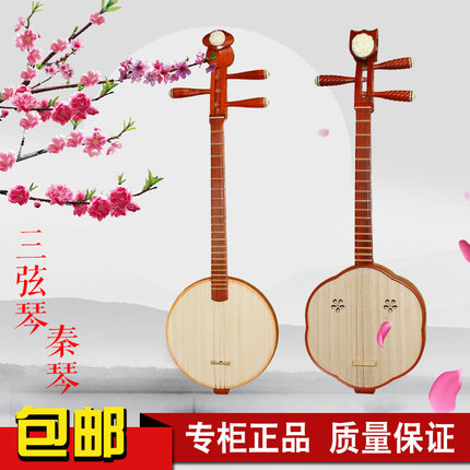 花梨木秦琴特制红木秦琴梅花款色木三弦琴专业演奏乐器十二平均律