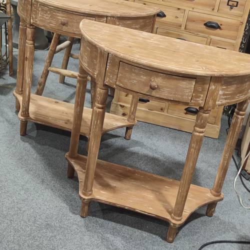 中古风半圆玄关桌复古风咖啡馆民宿走廊玄关台半圆桌靠墙化妆桌