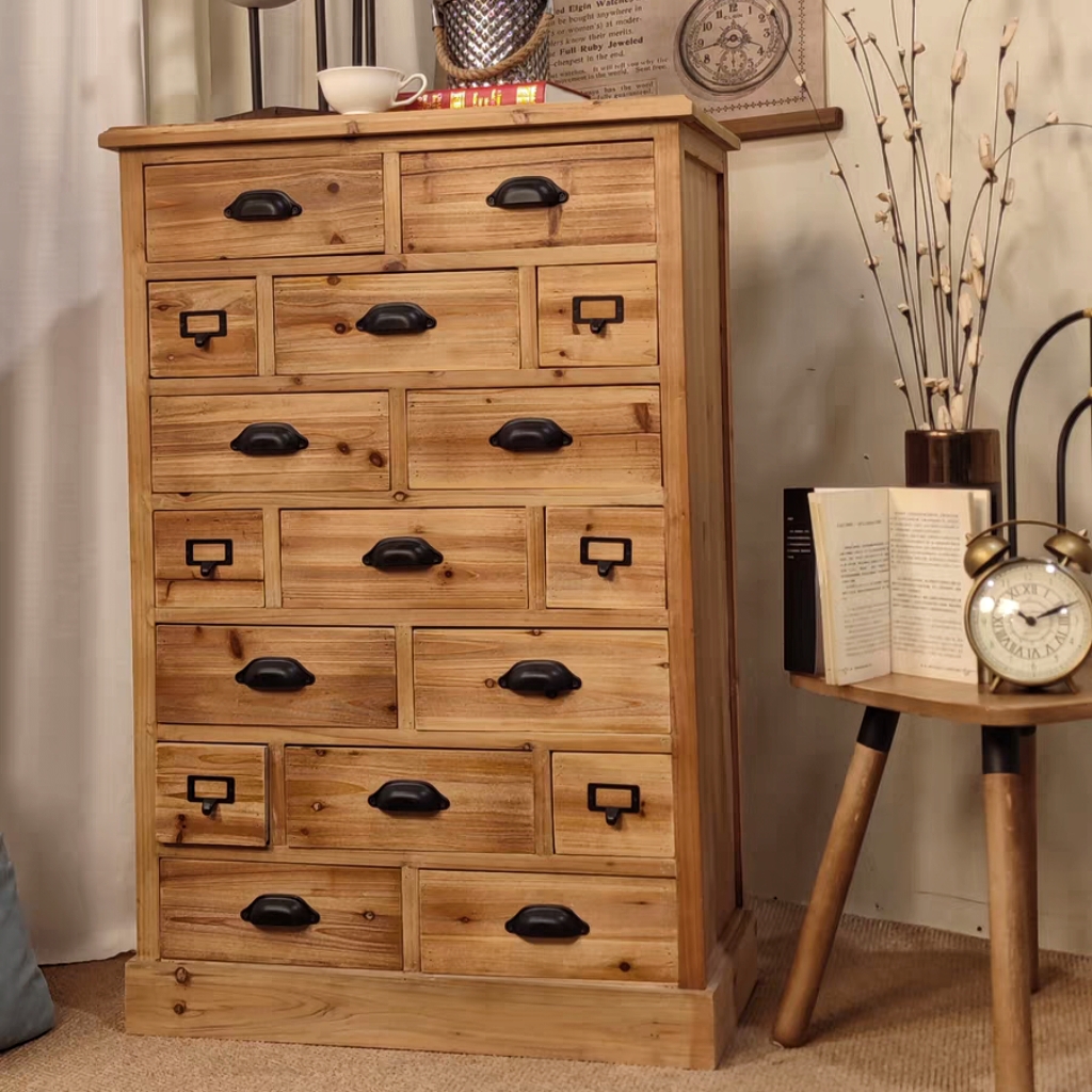 中古风实木斗柜复古风咖啡馆民宿餐厅储物柜子复古做旧收纳柜边柜