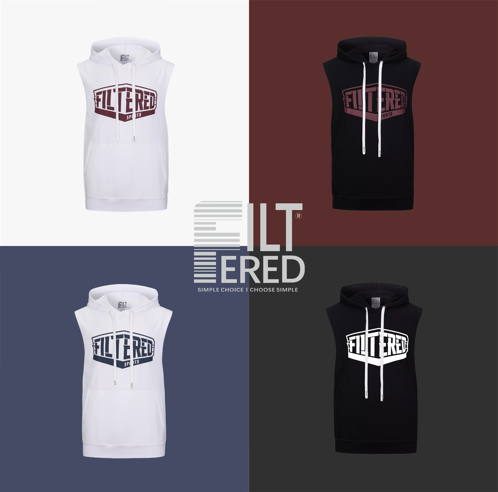 无袖t恤男filtered砍袖帽衫坎肩体恤健身拳击背心运动坎肩男连帽