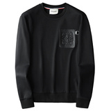 F6077-27055-P1102025新款秋冬男士圆领大码卫衣打底衫黑底图，男装T恤，钱塘6077