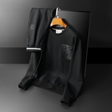 F6077T055P2402025新款秋季卫衣长裤运动休闲套装黑色-黑底图，男装休闲套装，钱塘6077