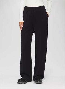 德国单春季新品舒适莫代尔垂坠松紧腰侧袋直筒休闲长裤女优雅