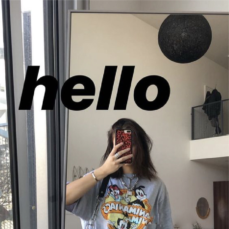 ins风个性英文字母墙贴纸网红奶茶店铺装饰女服装店镜子贴画hello