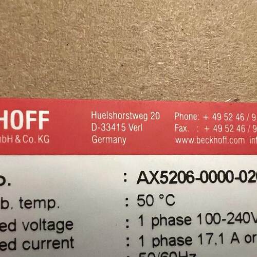 德国倍福BECKHOFF AX5206-0000-0200 22年份全新原装正品议价