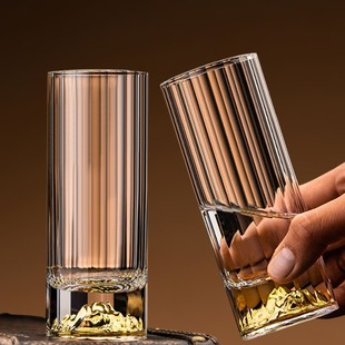 家用高档水晶玻璃耐热水杯金山冰山底玻璃杯啤酒杯饮料杯绿茶杯