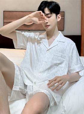 维多利亚真丝睡衣男士夏季短袖