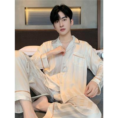 维多利亚睡衣男春秋真丝大码宽松