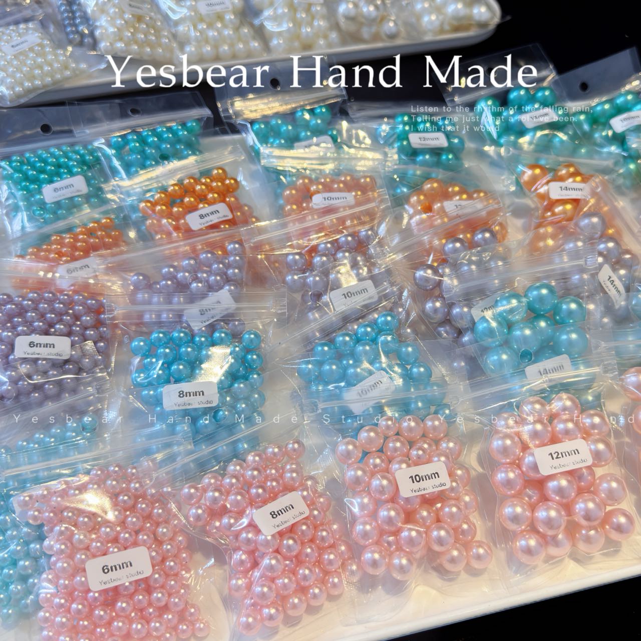 Yesbear大熊手作 仿真珍珠金银无孔球 diy奶油胶捏捏滴胶装饰配件