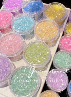 Yesbear大熊手作 幻彩玻璃碎片美甲流麻捏捏碎石矿石滴胶材料封入