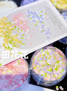Yesbear大熊手作 异形春田花花朵流麻捏捏美甲亮片封入物闪粉材料