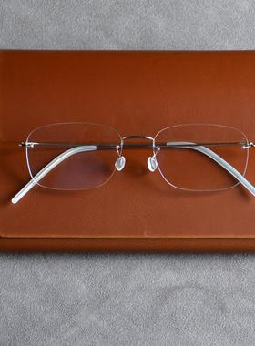 手工理想镜侣无框眼镜架近视梁家辉同款超轻纯钛合金单孔2544