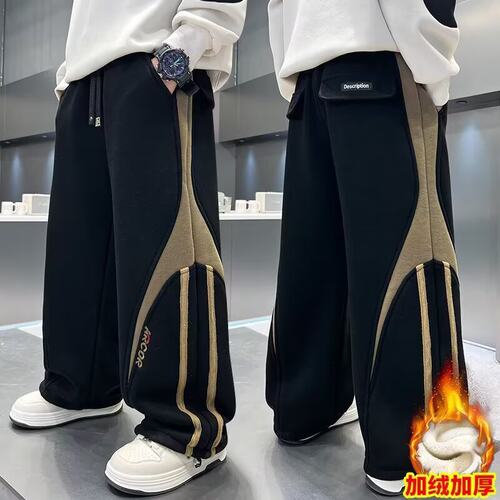 中大童男童加绒秋冬运动卫裤潮