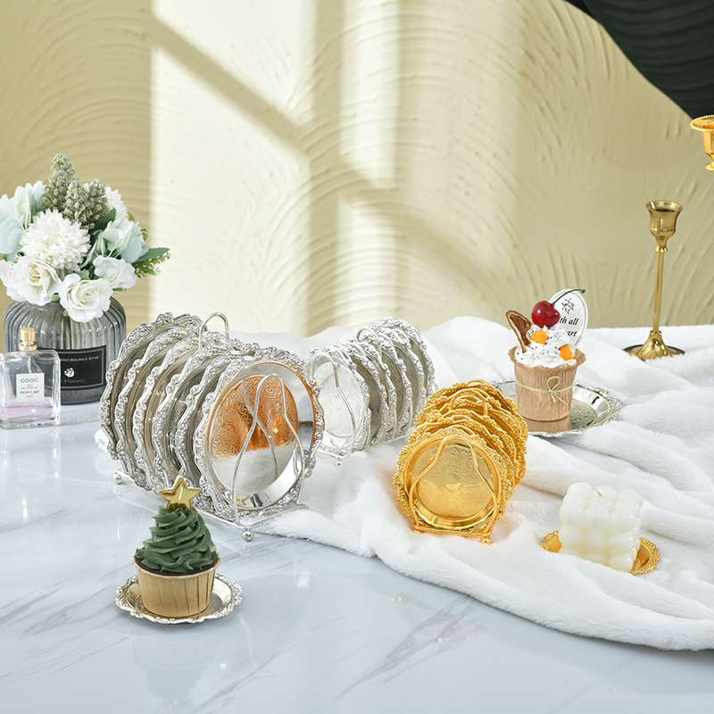 金属浮雕小托盘 ins装饰盘茶杯托首饰收纳盘零食蛋糕盘收纳架杯架,餐饮具,盘,淘宝优惠券,粉丝福利购,淘宝优惠卷