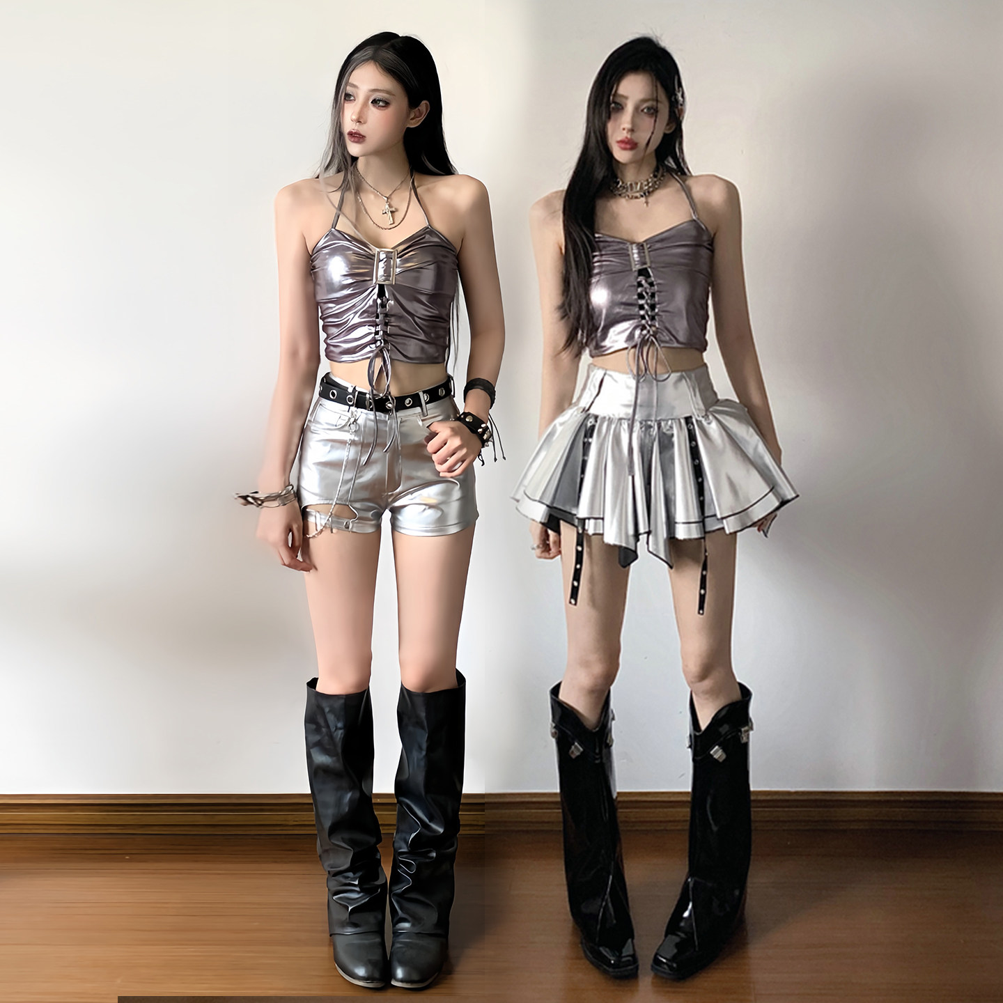 kpop女团银色科技感服装性感嘻哈爵士街舞打歌服酒吧DS夜场演出服