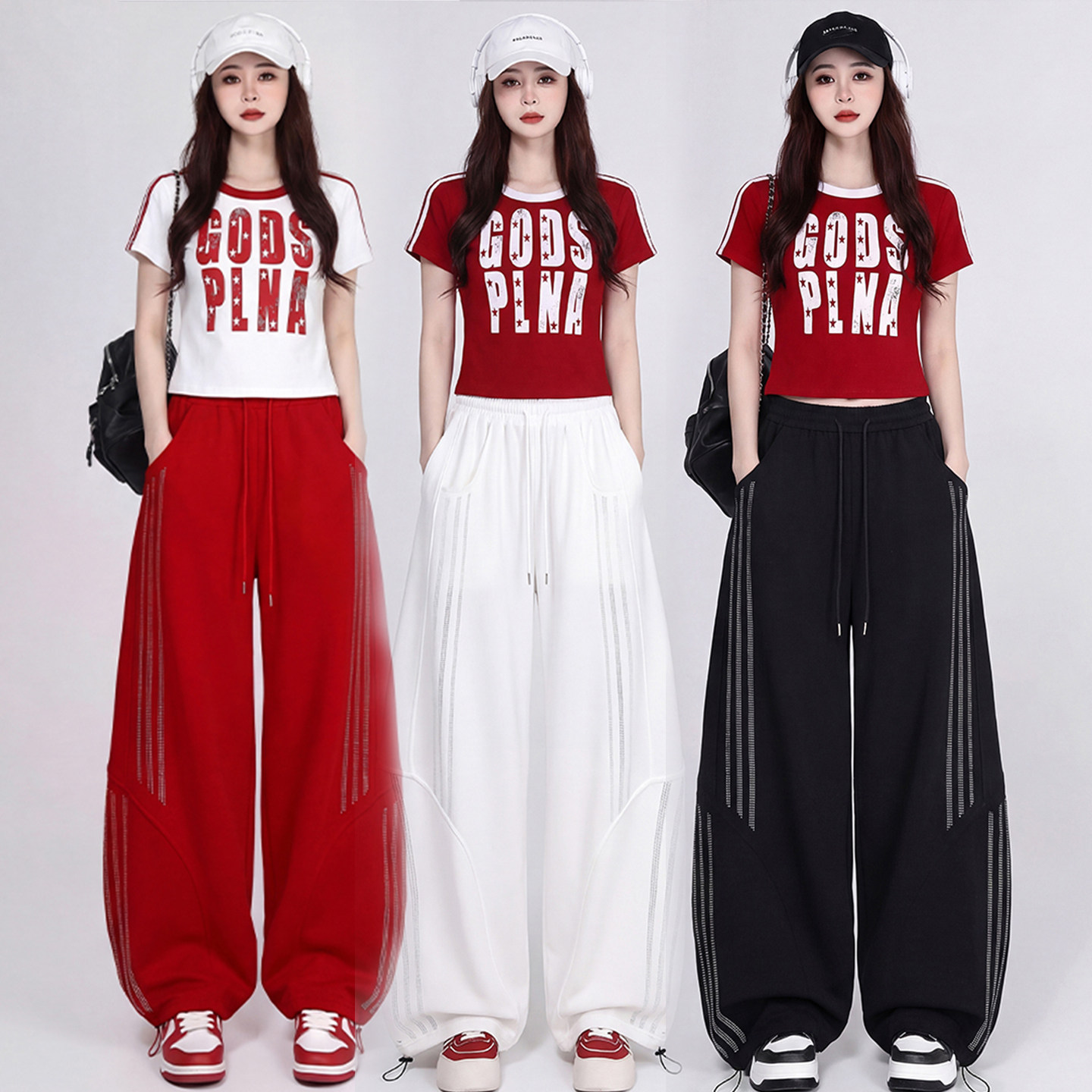 爵士舞hiphop女演出裤两件套图片