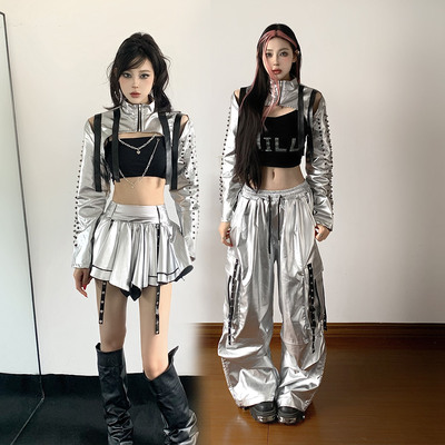 kpop女团银色ai未来科技感服装