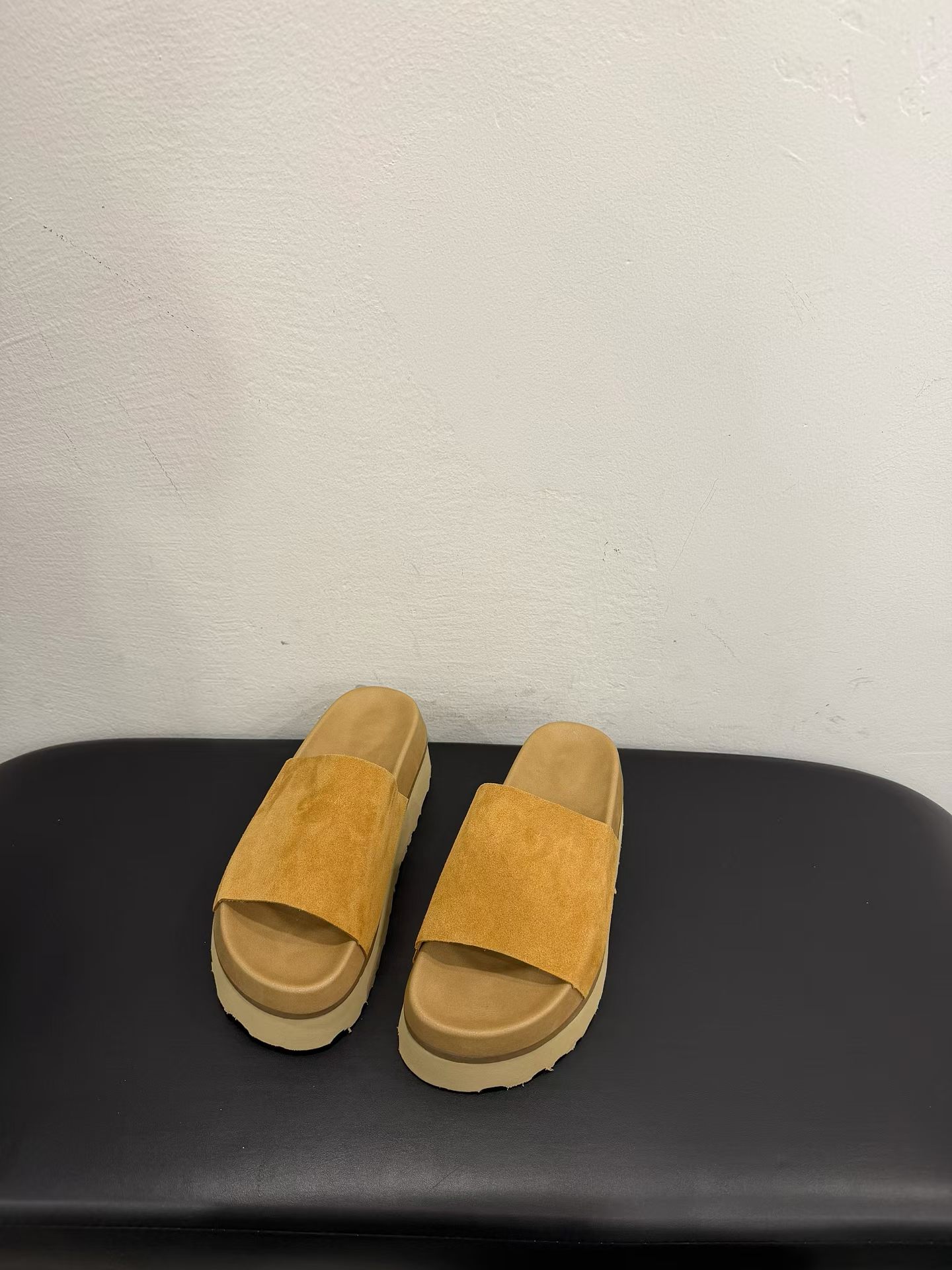 欧美街拍潮真皮厚底包头半拖鞋女夏外穿增高休闲凉拖鞋防滑一字拖