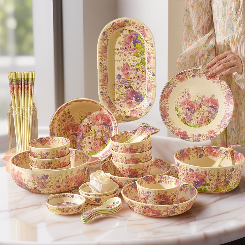 华典陶瓷餐具繁花似锦家用饭碗大汤碗鱼盘菜盘搬家乔迁送礼釉中彩,餐饮具,碗,淘宝优惠券,粉丝福利购,淘宝优惠卷