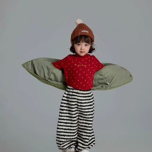 韩系秋冬装MIU风女童公主风保暖上衣打底衫长袖新 波点字母打底衫