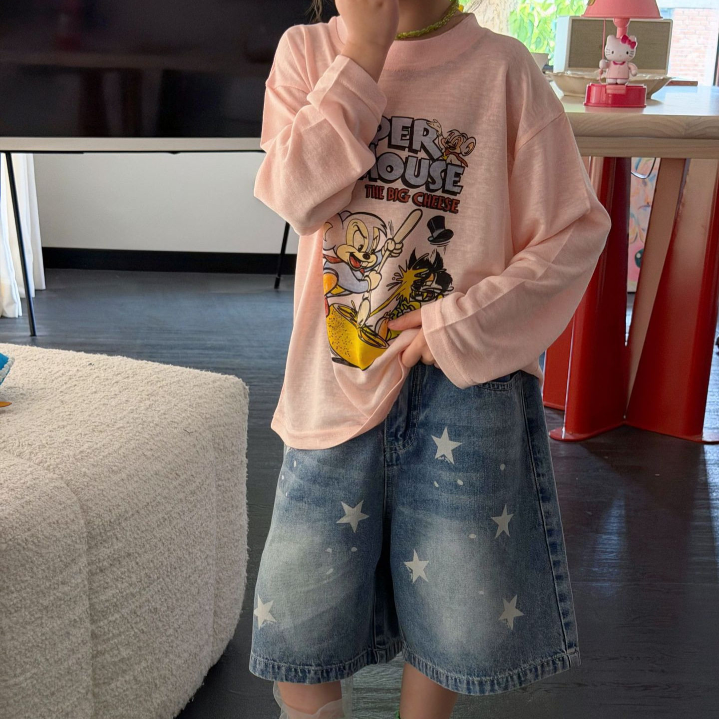 2026夏季新款童装 韩版童装 女童卡通印花长袖薄款防晒T恤 儿童T