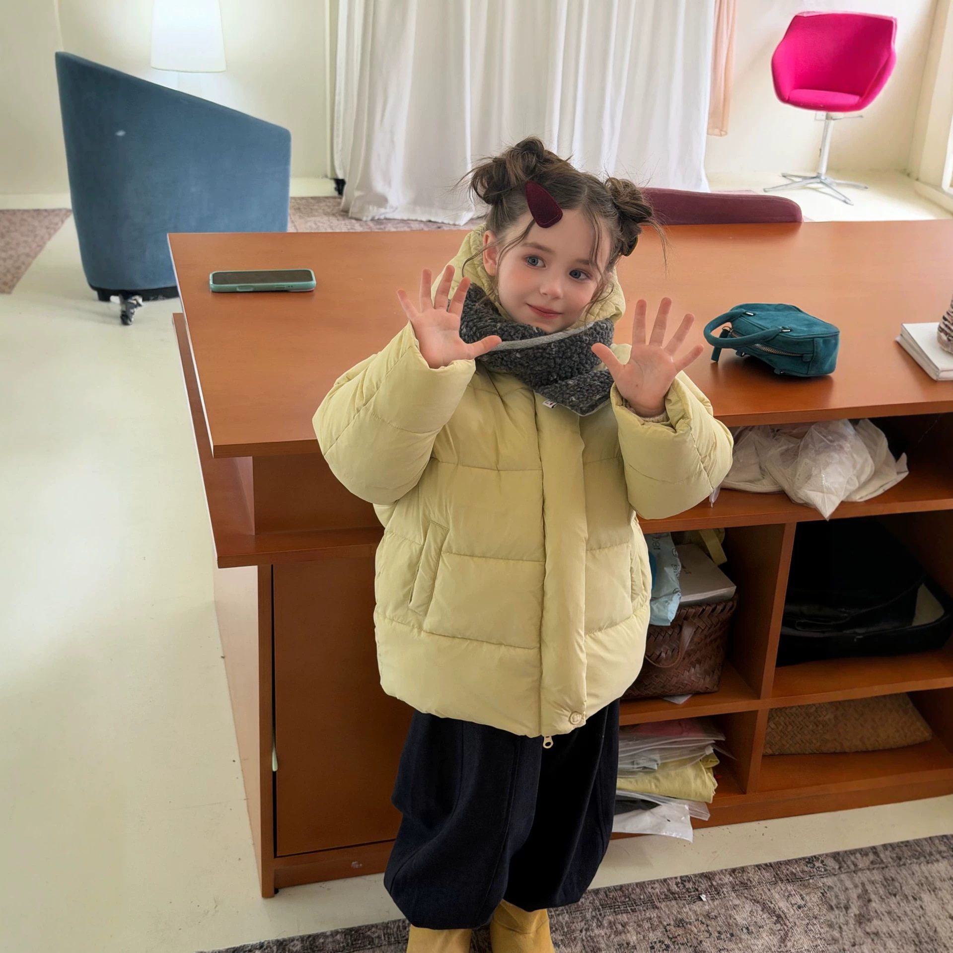 女童2026秋季新款韩版洋气连帽保暖中长款面包服儿童洋气加厚棉衣