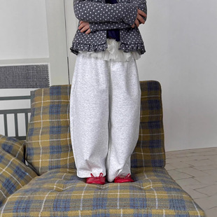 韩系新款女童2026春季新款纱裙摆休闲卫裤长裤宝儿闪亮细银洋裤子