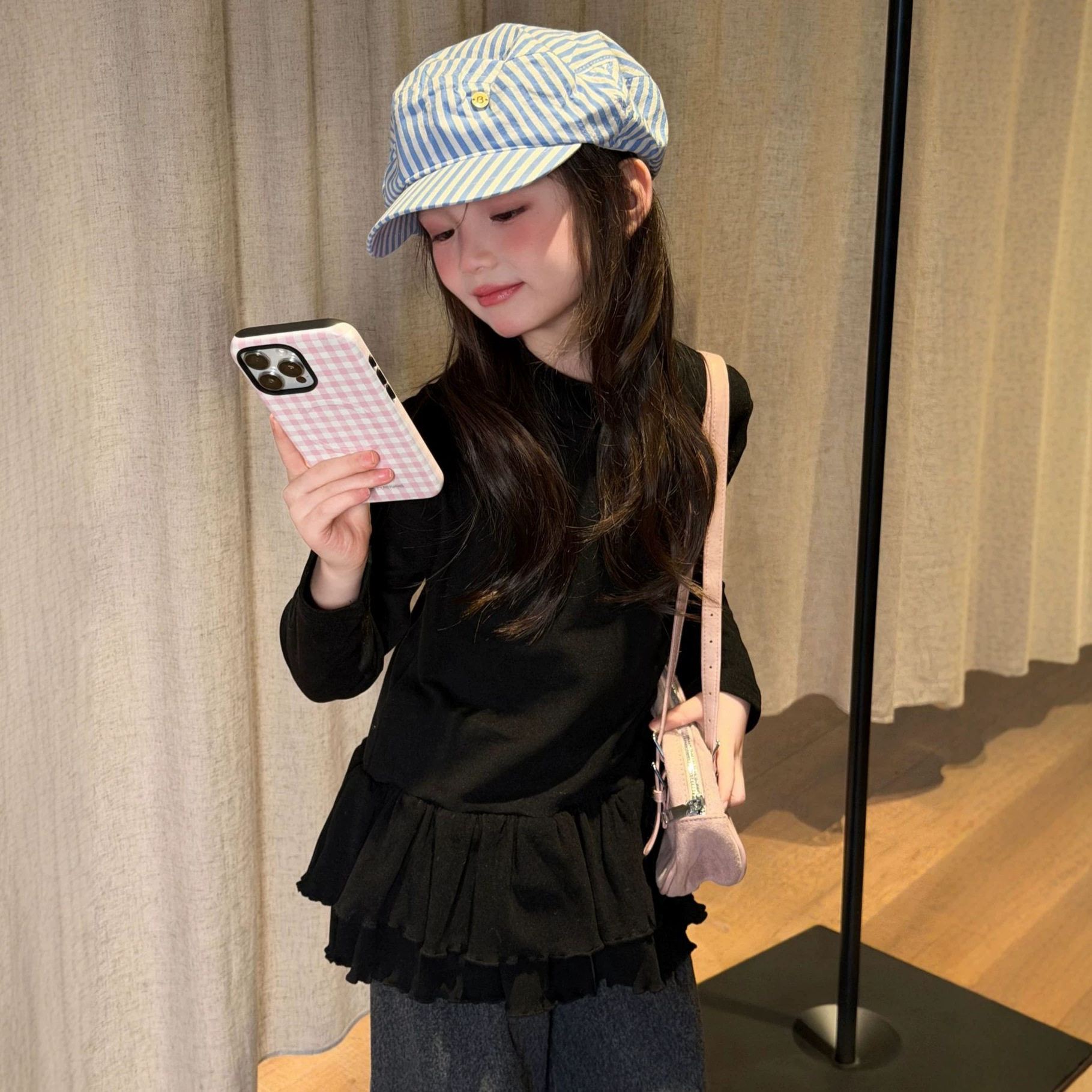 童T恤2026冬季新款女童半高领荷叶边裙摆长袖打底衫儿童t恤衫上衣