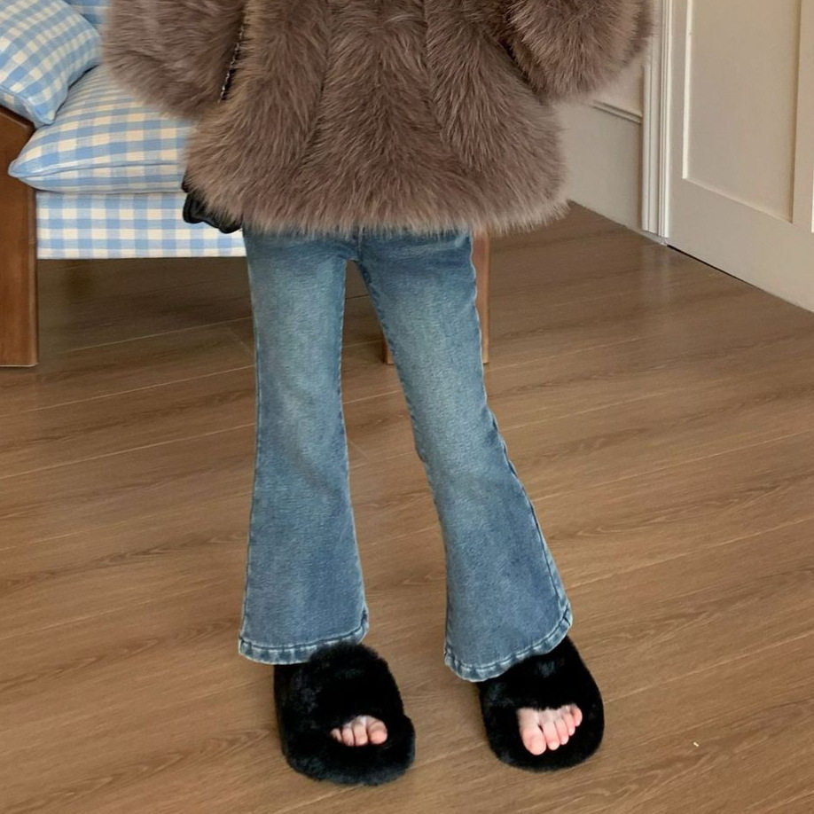 女童裤子2026冬新款韩版加绒喇叭裤复古美式喷白牛仔裤高弹微喇裤,童装/婴儿装/亲子装,儿童牛仔裤,淘宝优惠券,粉丝福利购,淘宝优惠卷