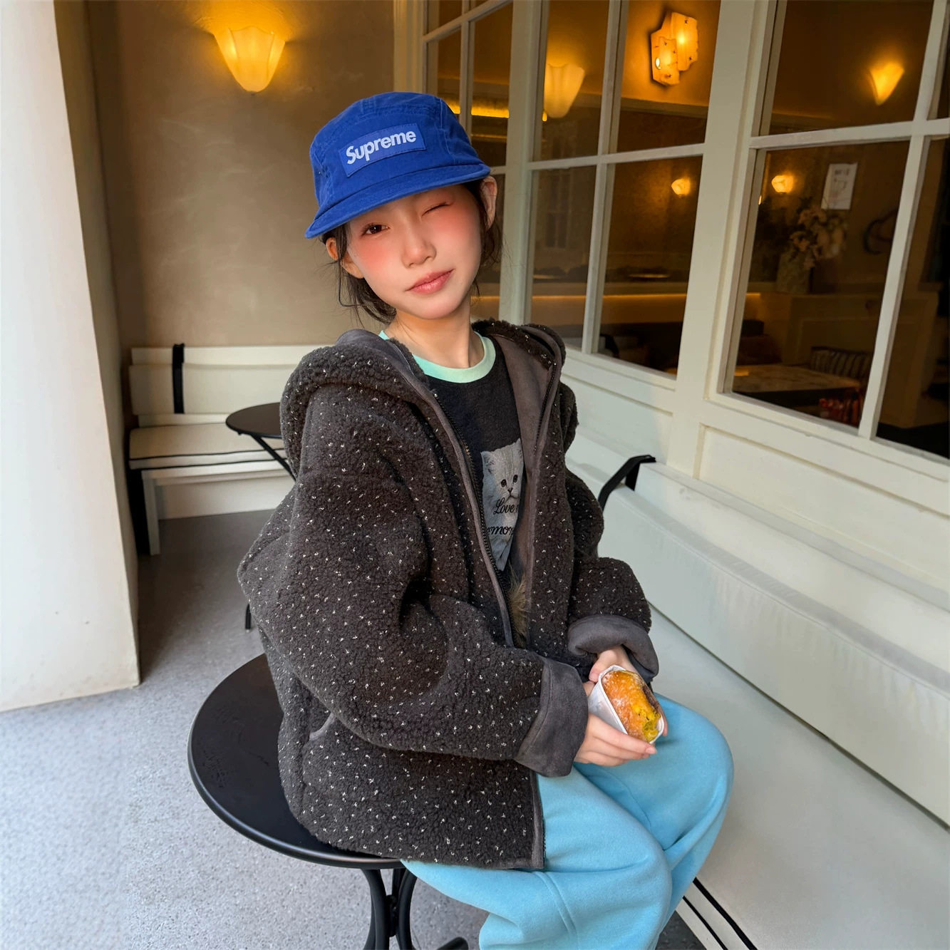 保暖冬女童2026年冬款韩版波点毛毛衣皮毛一体连帽拉链加厚外套潮