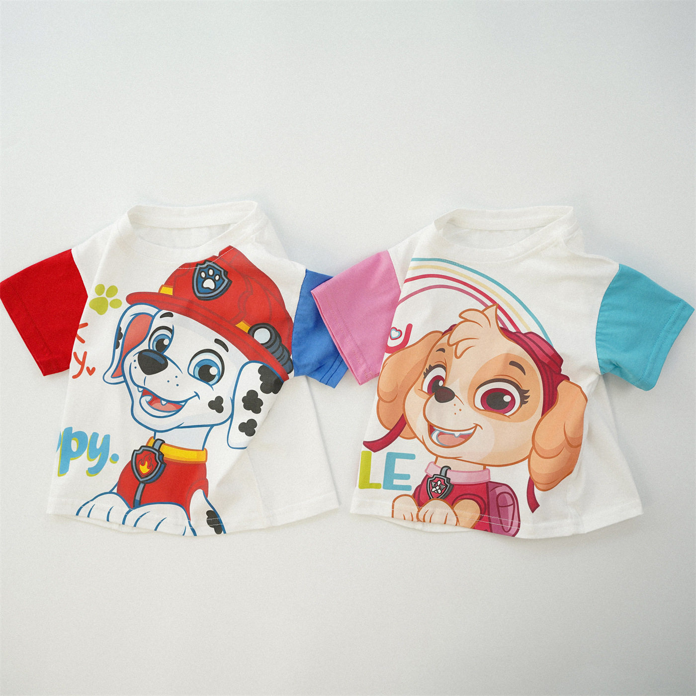 现货夏装童装欧美风卡通韩系新 短袖t恤中小童兄妹装男女宝宝上衣