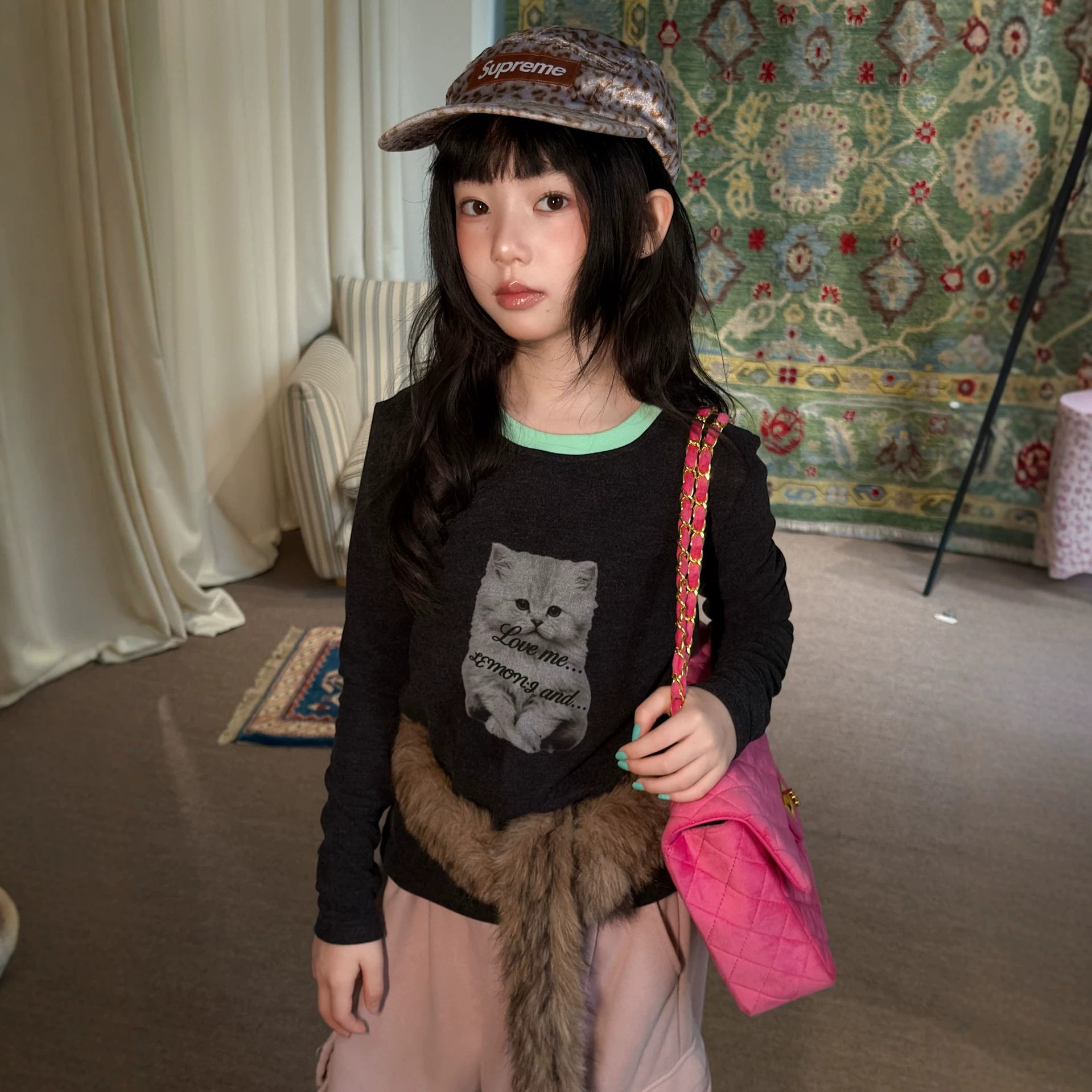 女童2026年冬款韩版卡通T恤撞色圆领卡通印花长袖打底衫潮秋装韩