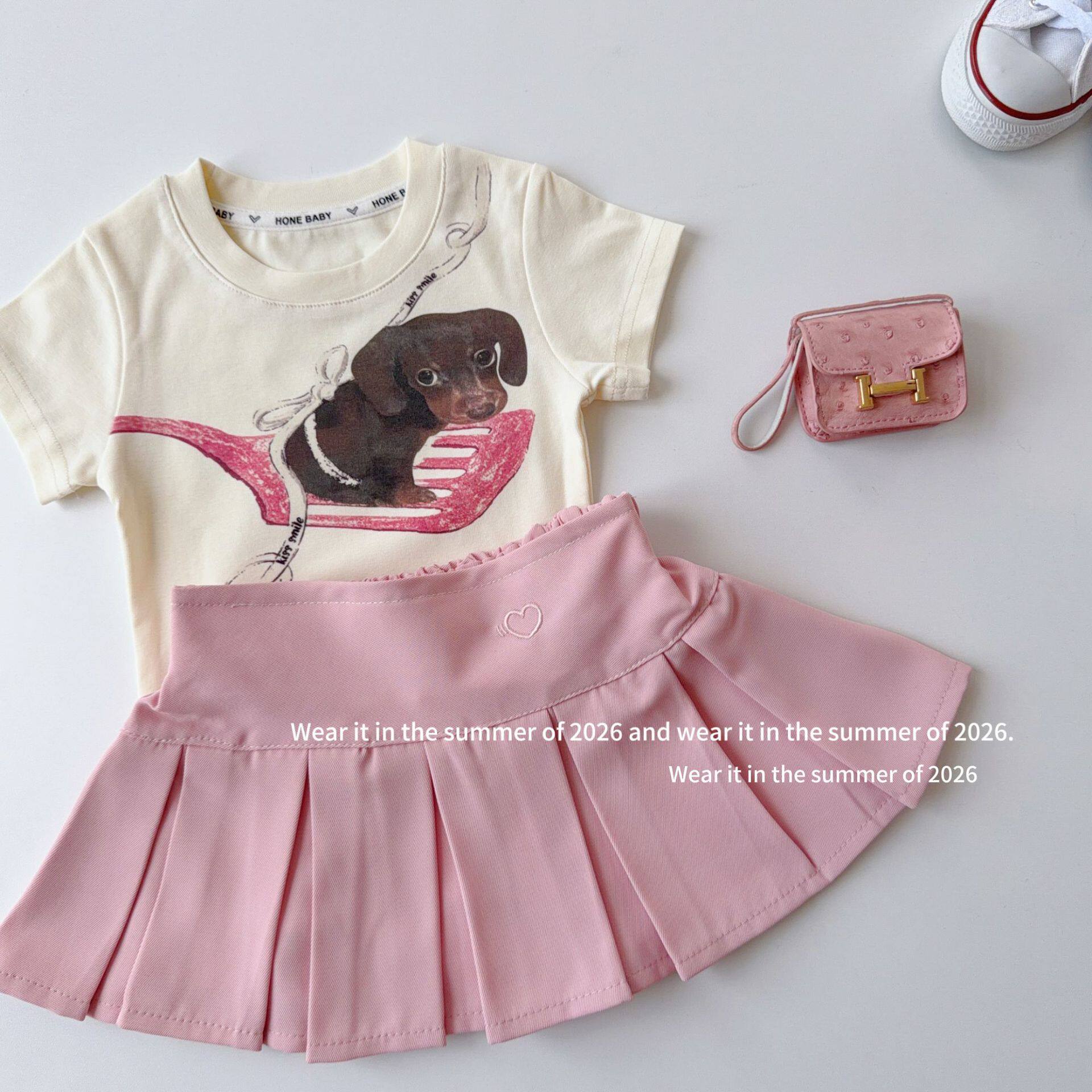 2026女童夏季新款韩版宽松斜眼小狗印花短袖T恤打底衫夏装韩系新