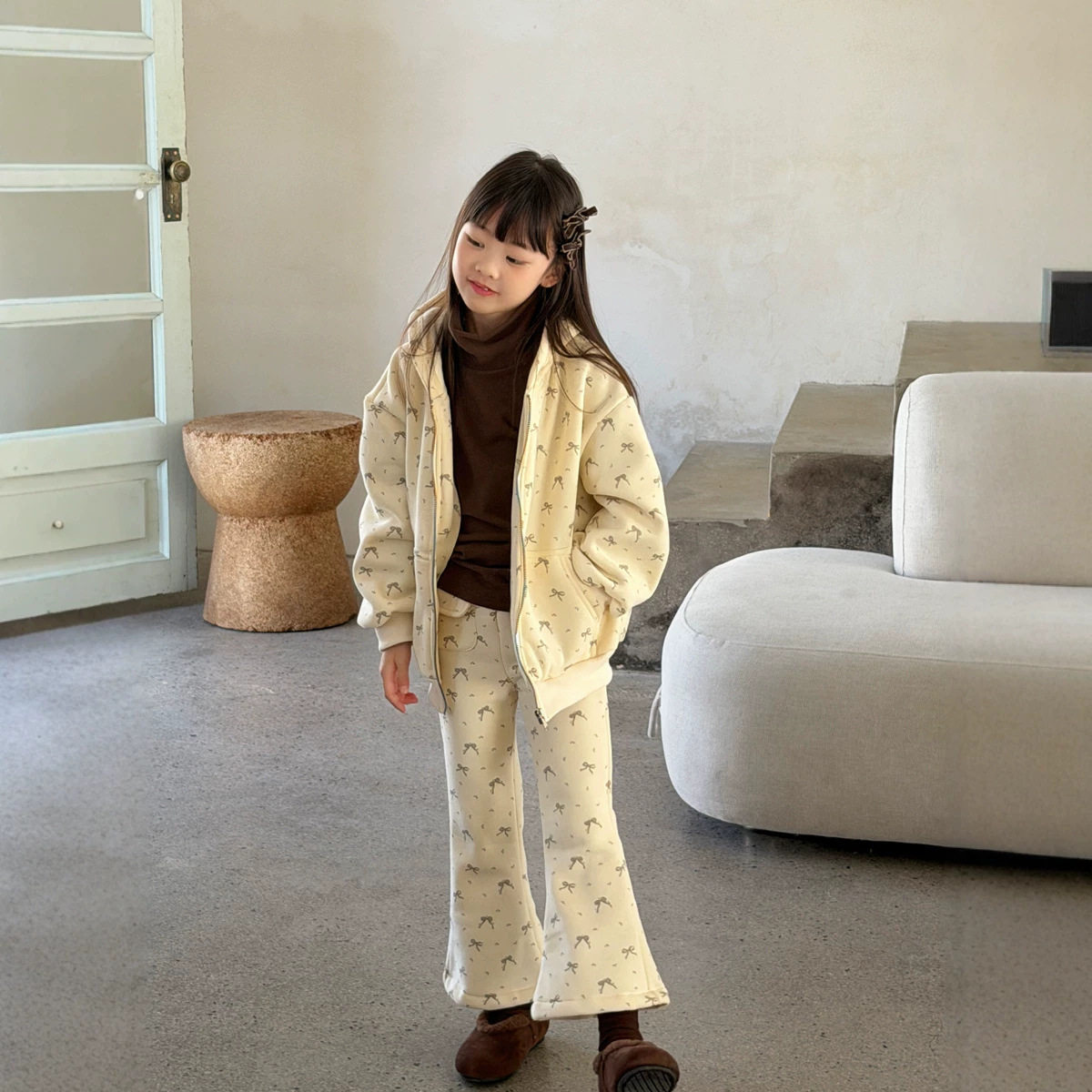 奶fufu女宝秋冬新款连帽碎花卫衣外套女童拉链宽松加绒开衫上衣韩
