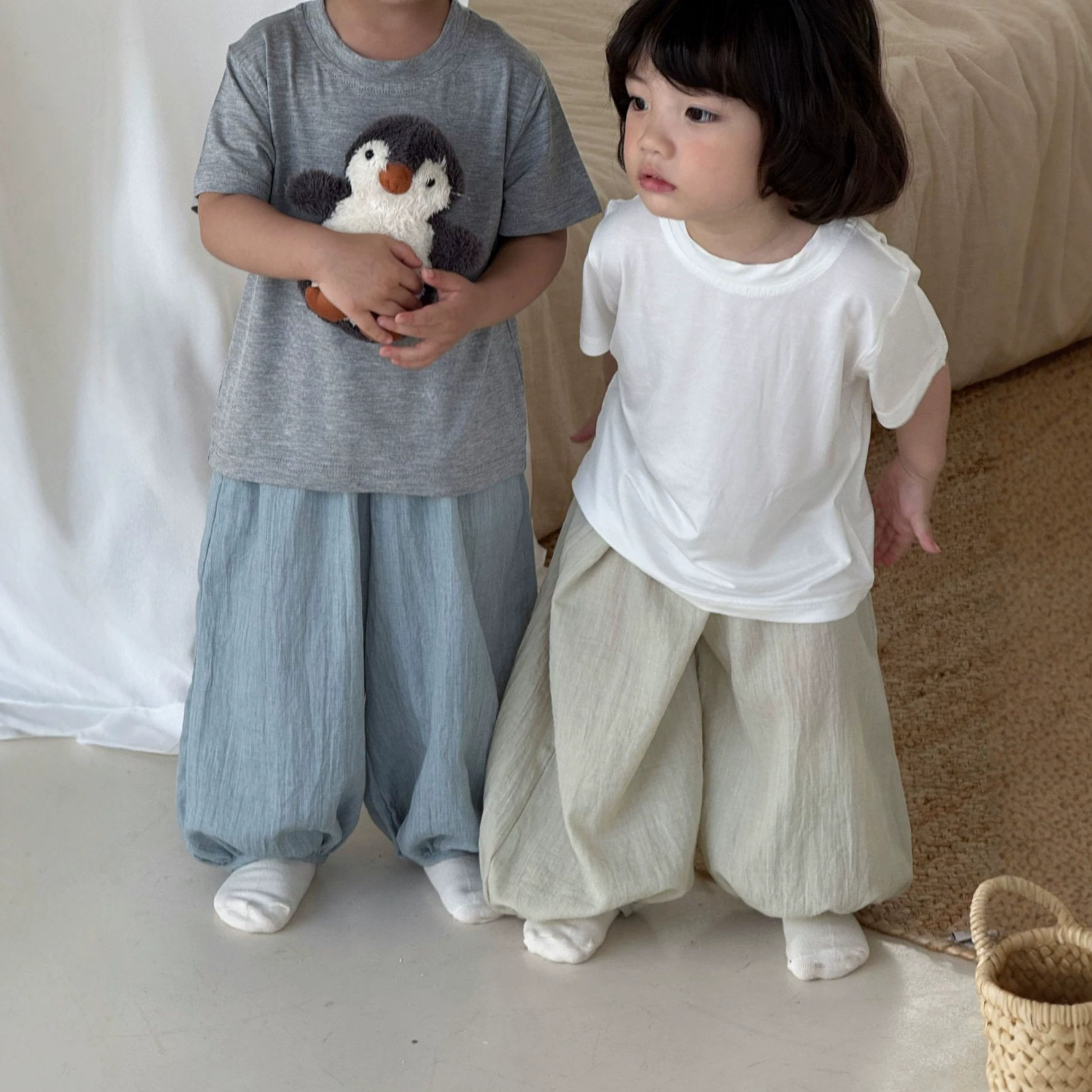夏季宝宝清凉防蚊裤空调居家长裤男女中小童户外运动裤灯笼裤睡裤