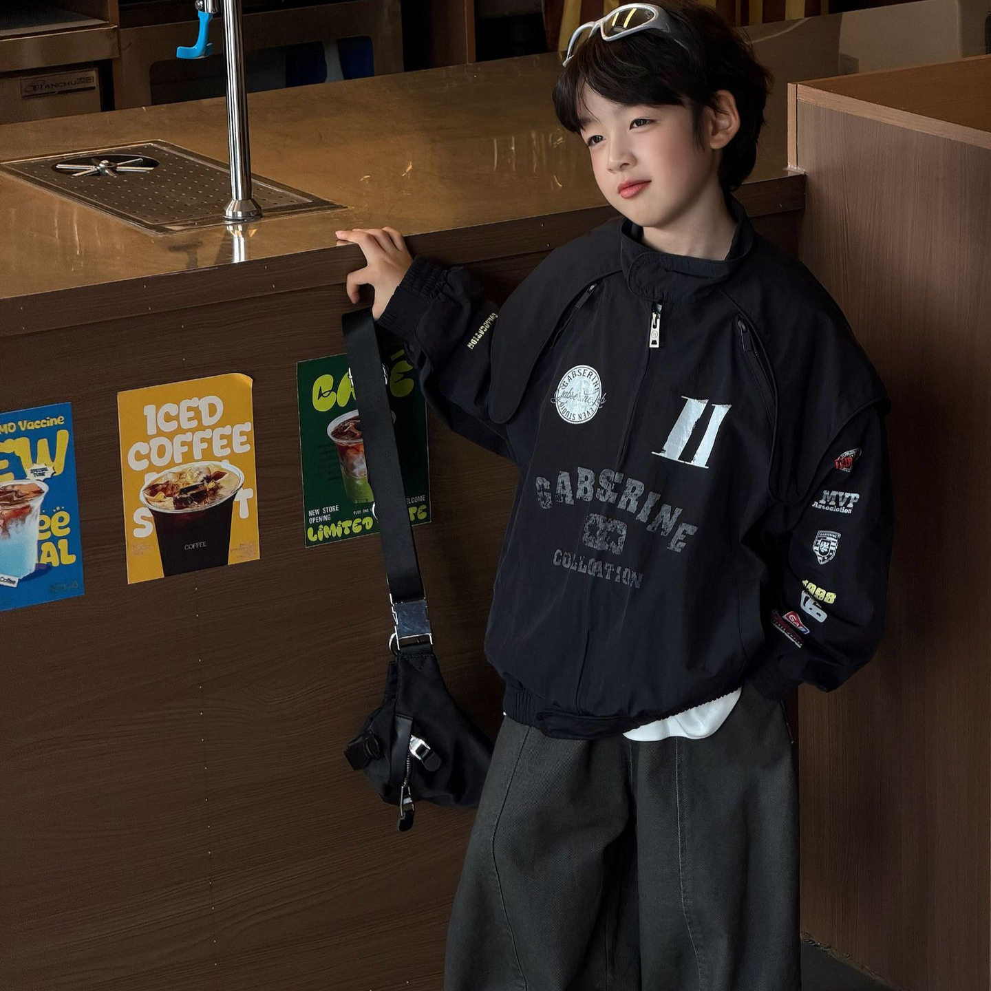 韩系秋装2026秋季新款韩版男童美式棒球服字母外套儿童时髦上衣潮