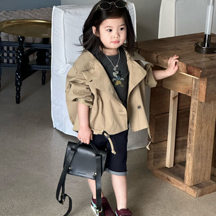 2026春季新款童装 韩版童装 女童大翻领短款风衣 春季潮范儿外套