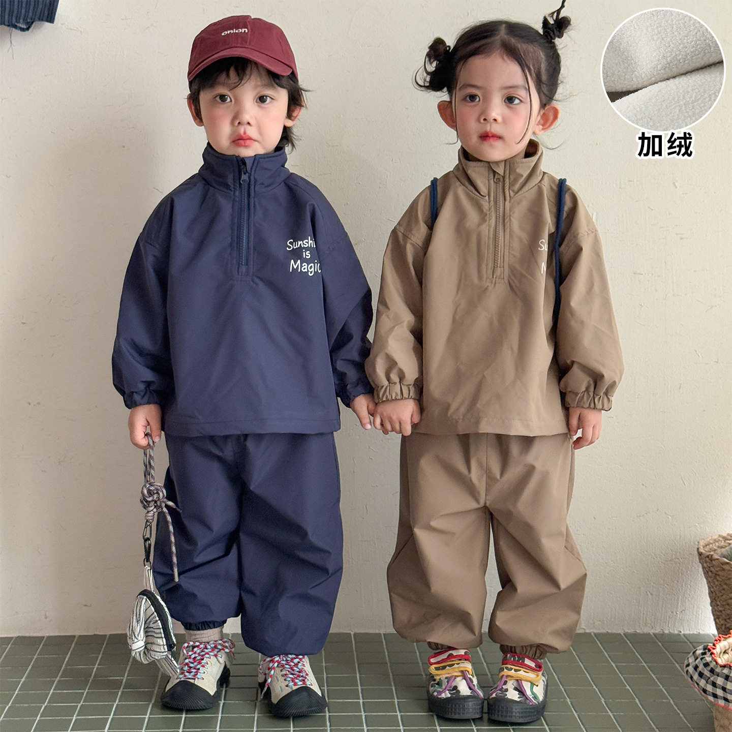 儿童秋冬季套装加绒男童休闲2026新款冬装宝宝女童外套裤子两件套