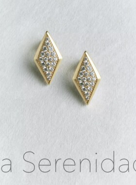 La Serenidad菱形几何设计精致镶嵌轻奢耳环小众设计师款耳环