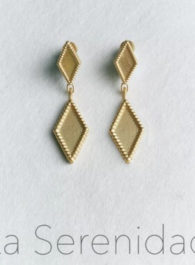 La Serenidad 几何双菱形耳环 简约绳边 法式高级感小众耳坠
