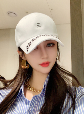 韩国代购白色帽子女显脸小休闲女款棒球帽INS潮牌黑色鸭舌帽硬顶