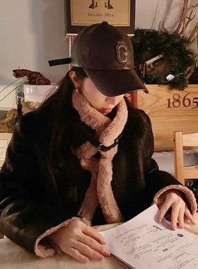韩国棕色帽子女2021秋冬INS潮棒球帽进口小众皮质咖色鸭舌帽软顶